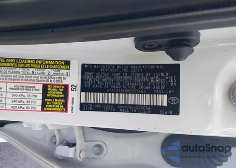 2021 Toyota Camry Xle Hybrid z USA, uszkodzony, nr VIN 4T1F31AK0MU555466